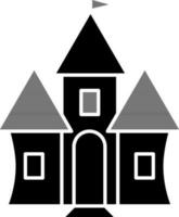 slott eller tempel ikon i svart och vit Färg. vektor