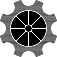redskap hjul ikon i svart och vit Färg. vektor