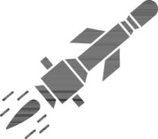 isoliert schwarz und Weiß Rakete Symbol im eben Stil. vektor