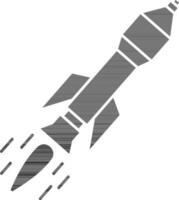 isoliert Rakete Symbol im schwarz und Weiß Farbe eben Stil. vektor