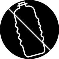 sluta använder sig av plast flaska ikon i svart och vit Färg. vektor