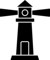 schwarz und Weiß Leuchtturm Symbol oder Symbol. vektor