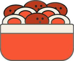 mochi maträtt skål orange och vit ikon. vektor