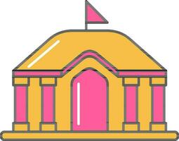 flagga med tempel platt ikon i gul och rosa Färg. vektor