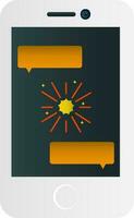 Feuerwerk Botschaft im Smartphone Bildschirm golden und grau Symbol. vektor