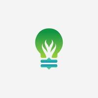 ein Logo von Lampe und abstrakt Pflanze kombinieren im Gradient Blau und Grün vektor
