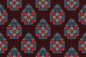 Paisley ethnisch nahtlos Muster Design. Blumen- Muster mit Paisley und indisch Blume Motive. Damast Stil Muster zum Textil und Dekoration vektor