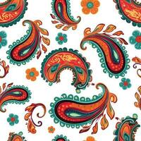 paisley etnisk sömlös mönster design. blommig mönster med paisley och indisk blomma motiv. damast- stil mönster för textil och dekoration vektor
