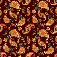 paisley etnisk sömlös mönster design. blommig mönster med paisley och indisk blomma motiv. damast- stil mönster för textil och dekoration vektor