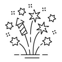 Feuerwerk Linie Symbol, Gliederung Vektor Zeichen, linear Piktogramm isoliert auf Weiß. Logo Illustration. Neu Jahr, Weihnachten und Feier Karneval. glücklich Neu Jahr.