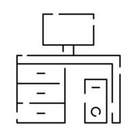 einfach Möbel Vektor Linie Symbole. Zuhause Design Innere. Vektor Studie und Computer Schreibtisch.