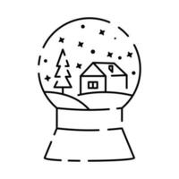 einer Linie Kristall Schnee Globus mit Weihnachten Thema. Weihnachten oder Neu Jahr Schnee Globus Symbol. Glas Ball zum Winter Weihnachten Urlaub Konzept im einfach linear Stil. Schneeflocke und Haus mit Baum. vektor
