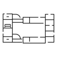 einfach Möbel Vektor Linie Symbole. Zuhause Design Innere. Vektor Dachgeschoss Bett.