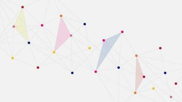 abstrakt polygonal former med färgrik prickar och linje förbindelse. stor data visualisering, nätverkande och kommunikation teknologi bakgrund design. vektor illustration.