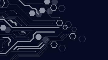 Schaltkreis Tafel Technologie mit sechseckig Formen. Digital groß Daten Visualisierung und global Kommunikation Technologie Konzept Hintergrund. Vektor Illustration.