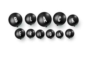 svart fredag märka. svart ballonger med text - svart fredag. vektor