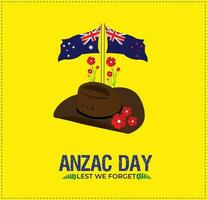 anzac dag. 25 april. australier flagga och vallmo blommor minnesmärke bakgrund. mall för bakgrund, baner, kort, affisch. vektor illustration.