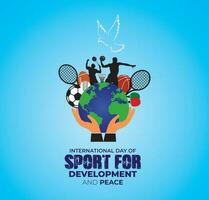 International Tag von Sport zum Entwicklung und Frieden. Vorlage zum Hintergrund, Banner, Karte, Poster. Vektor Illustration.