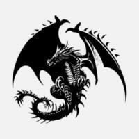 schwarz Drachen Vektor Silhouette