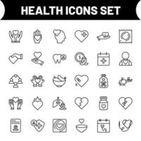 svart linje konst illustration av hälsa ikon uppsättning. vektor