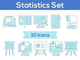 blå och vit Färg uppsättning av statistik ikon i platt stil. vektor