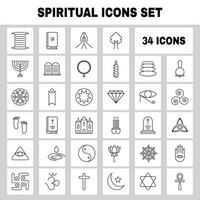 andlig ikon eller symbol uppsättning i svart stroke. vektor