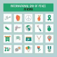 isoliert International Tag von Frieden Symbol einstellen im eben Stil. vektor