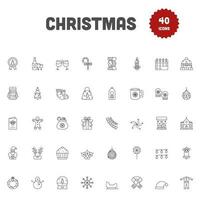 40 Weihnachten Feier Symbole Pack im linear Stil. vektor