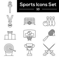 svart linje konst uppsättning av sporter ikon i platt stil. vektor