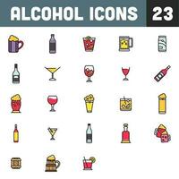 färgrik alkohol 23 ikoner på vit bakgrund. vektor