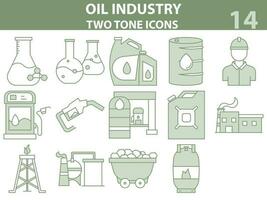 grön och vit Färg uppsättning av olja industri ikon i platt stil. vektor
