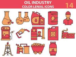 röd och orange Färg olja industri ikon uppsättning i platt stil. vektor