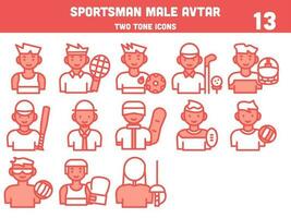 Illustration von Sportler Symbole einstellen im rot und Weiß Farbe. vektor