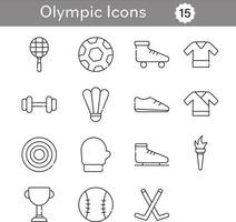 svart linje konst uppsättning av olympic sporter ikon i platt stil. vektor