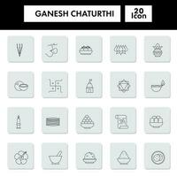Illustration von Ganesh Chaturthi Symbol einstellen im Linie Kunst. vektor