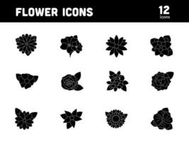 schwarz und Weiß Farbe einstellen von Blume Symbol im eben Stil. vektor