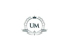Initiale Äh minimal Luxus Logo, minimalistisch königlich Krone Äh mu Logo Symbol Vektor Kunst