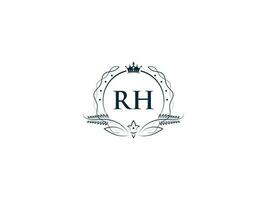 königlich Krone rh Logo Symbol, feminin Luxus rh Std Logo Brief Vektor