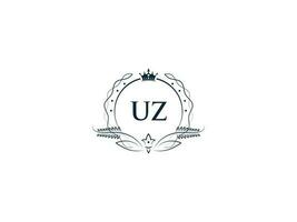 Initiale uz minimal Luxus Logo, minimalistisch königlich Krone uz zu Logo Symbol Vektor Kunst