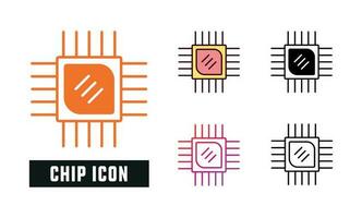 chip ikon uppsättning vektor illustration