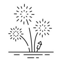 Feuerwerk Linie Symbol, Gliederung Vektor Zeichen, linear Piktogramm isoliert auf Weiß. Logo Illustration. Neu Jahr, Weihnachten und Feier Karneval. glücklich Neu Jahr.
