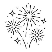 Feuerwerk Linie Symbol, Gliederung Vektor Zeichen, linear Piktogramm isoliert auf Weiß. Logo Illustration. Neu Jahr, Weihnachten und Feier Karneval. glücklich Neu Jahr.