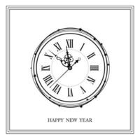 Uhr und glücklich Neu Jahr vektor