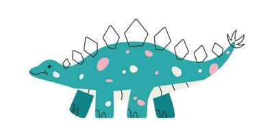 platt hand dragen vektor illustration av stegosaurus dinosaurie