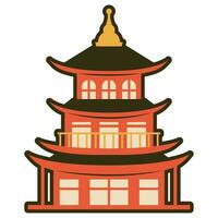 asiatisk pagod röd tempel ikon vektor