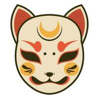 japansk katt huvud mask ikon vektor