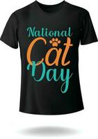 nationell katt dag med Tass typografi vektor t-shirt design för sällskapsdjur älskare eps 10