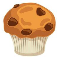 gebacken Schokolade Muffin Über Weiß vektor