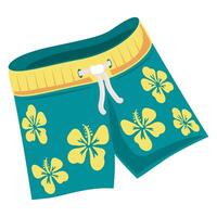 sommar mode gul och blå blommig shorts över vit vektor