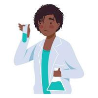 afro kvinna laboratorium arbetstagare karaktär vektor